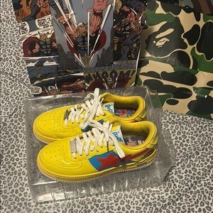 Bape Yellow and Red Sneakers Retro-Inspired Design